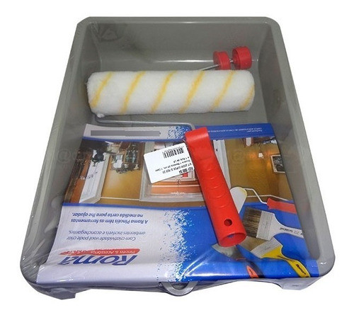 Kit De Pintura 3 Peças Bandeja Rolo Lã Baixo 23cm Cabo Roma 0