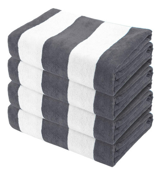 Toalla P/ Playa Exclusivo Mezcla Microfibra, Gris, 4 Piezas 0