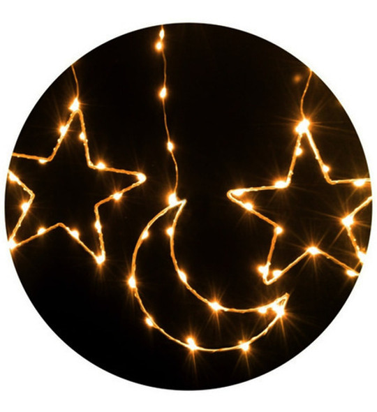 Cortina Guirnalda Led Luna Estrellas Led Blanco Calido 0