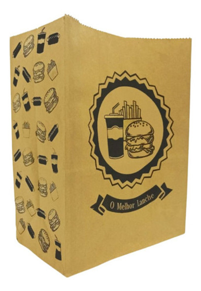 Saco Kraft Pardo Lanche Embalagem Delivery Sos P C100 Full 0