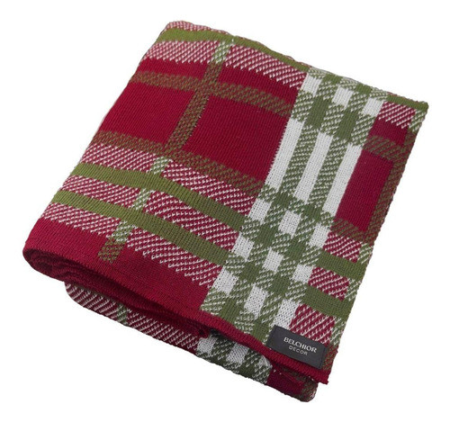Manta De Tricot Xadrez Bordo 90x1,80cm 508010112 Belchior 0