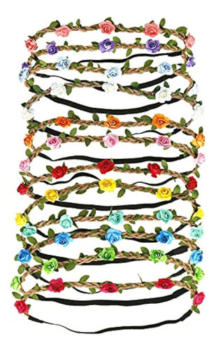 Kehawk 12pcs Rose Flower Headband Girl Women Bohemian Floral 0