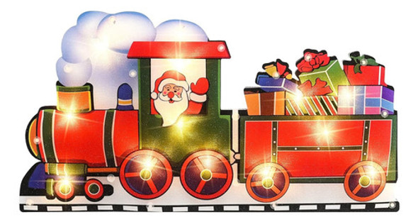 Decoración Navidad Tren Papa Noel Iluminado Colgar Adorno 0 Decoración Navidad Tren Papa Noel Iluminado Colgar Adorno 0