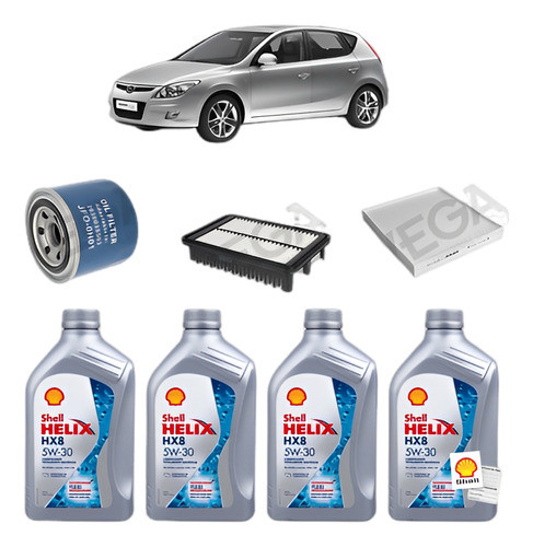 4l Oleo Shell 5w30+ Filtros I30 2.0 2008 2009 2010 2011 2012 0