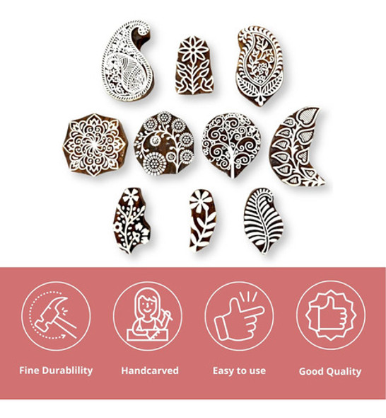 Conjunto De 10 Sellos De Madera Para Textiles Y Henna 1