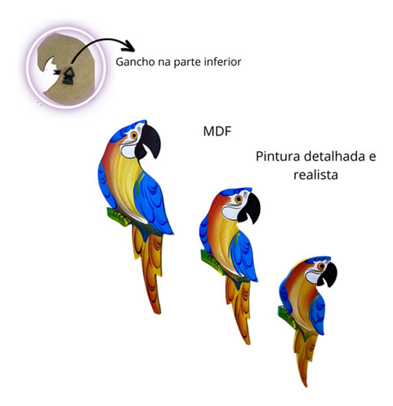 Trio De Parede Arara Canindé Decoração Casa E Jardim 1