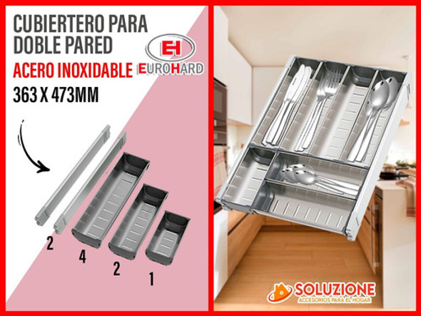 Cubiertero Acero Inoxidable 363 X 473 Nuevo Eurohard Cocina 1