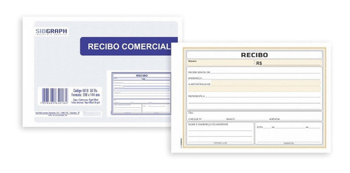 20 Blocos De Recibo Comercial 2 Cores 50 Fl Sidgraph  - 4018 0