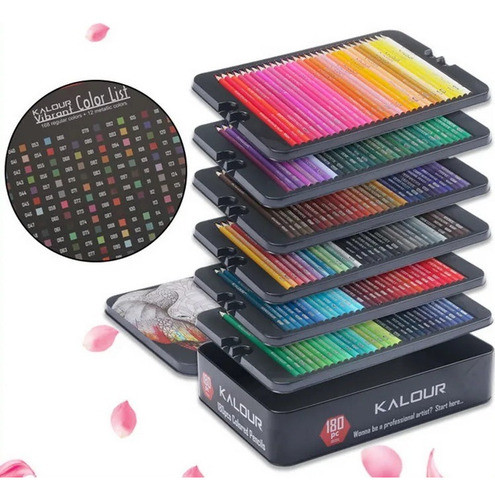 Estojo Lata 180 Lápis Colorido Pintura Desenho Profissional 1