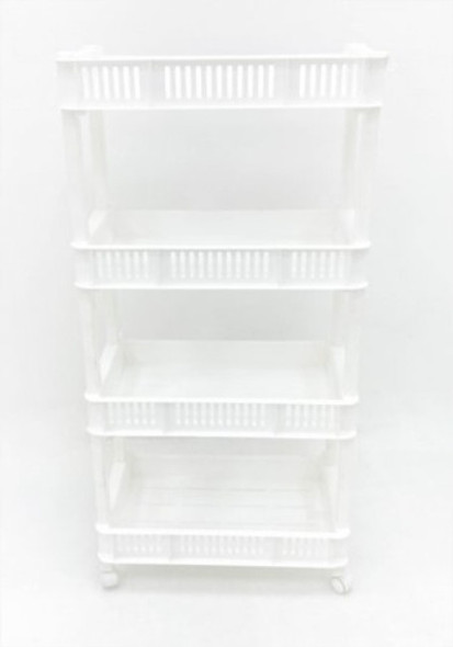 Mueble Organizador  Hakuna  Con 4 Estantes Y Ruedas Blanco 0