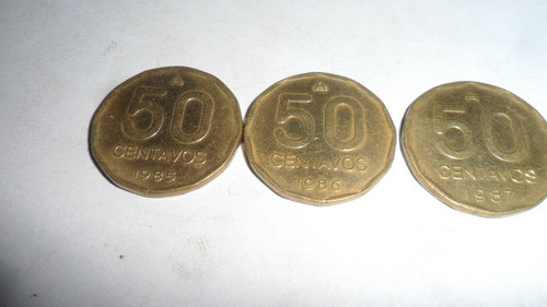 3 Monedas Argentina 50 Centavos Serie 1985/86/87 0