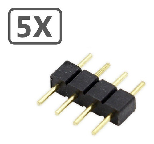 Kit 5 Adaptador Rgb 4 Pinos Macho Para Macho 12v Led 0