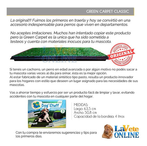 Bandeja Sanitaria Perro Baño De Pasto Alfombra Green Carpet 1
