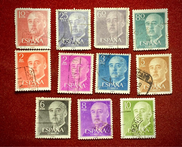 Set Estampillas España Francisco Franco Distintos Valores 0
