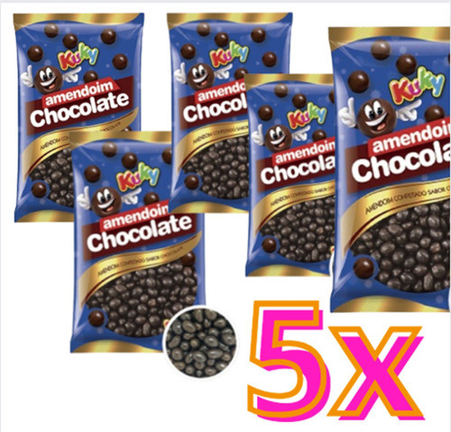 Amendoim Com Chocolate Confeito Kuky = 5 Pacotes 150g Doce 0
