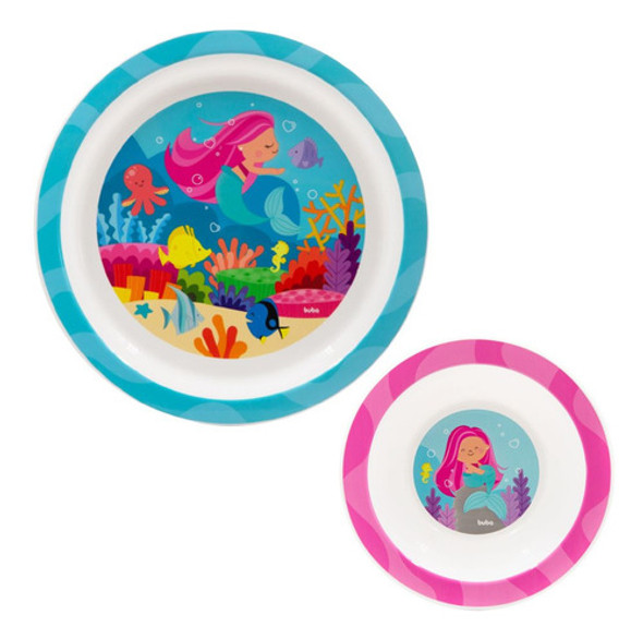 Kit Pratinho E Tigela Bowl Aventuras Sereia 15318 15322 Buba 0