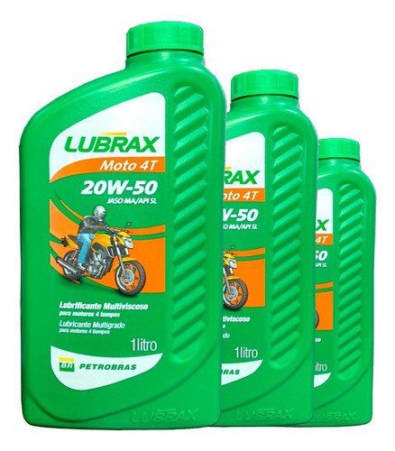 3 Oleo Lubrax 4 Tempos Mineral 20w50 1 Litro 0
