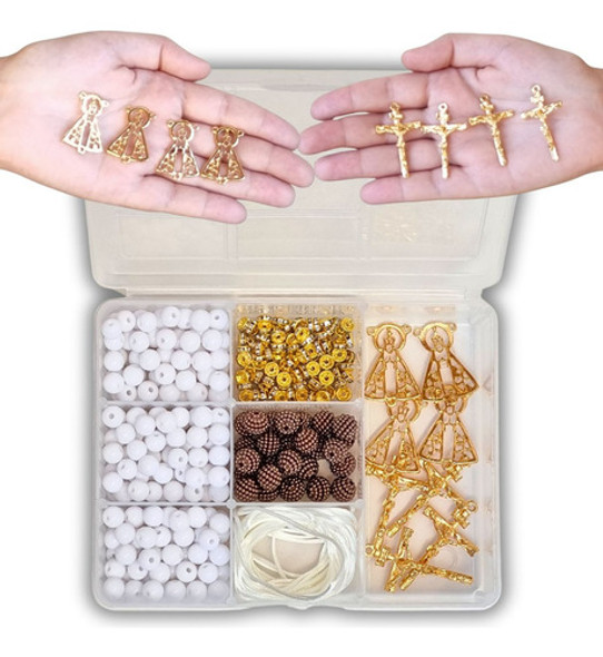Kit Missangas Bolinhas Para Terço Nossa Senhora Ap Branca 0