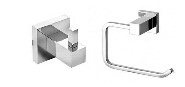 Kit Porta Papel Higiênico + Cabide Simples Metal Suporte 0