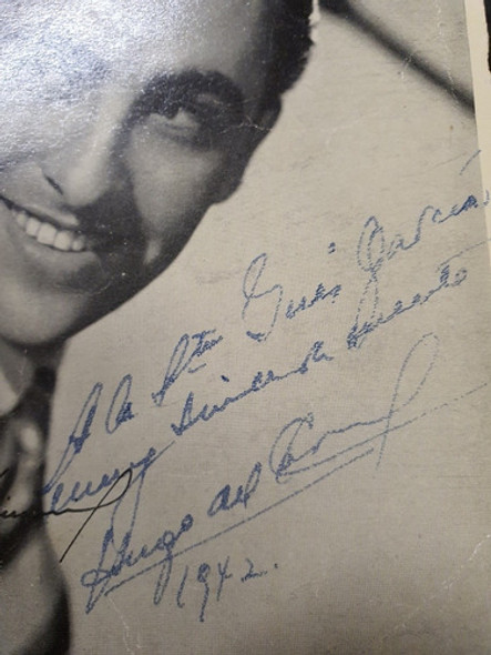Tarjeta Foto Hugo Del Carril-dedica Y Autografo  1942-166 1 Tarjeta Foto Hugo Del Carril-dedica Y Autografo  1942-166 1