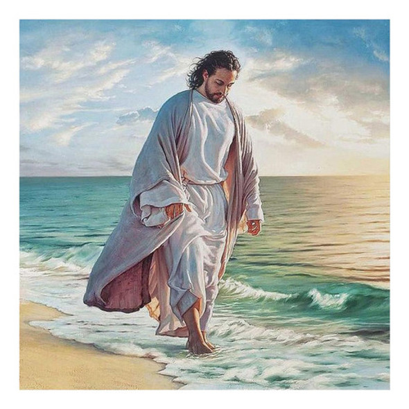 5d Diy Diamante Pintura Full Square Drill Praia Jesus Mosaic 0