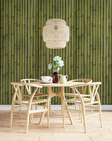 Papel Vinilizado Bamboo 3476/1 Zen Muresco Verde Dstock 1