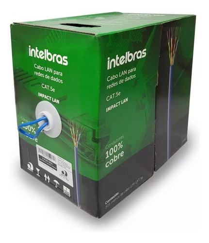 Cabo De Rede Utp Cat5e 4px24 305m Azul Impact Lan Intelbras 0