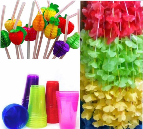Kit 80 Itens Festa Tropical Havaiana Festa Carnaval 0
