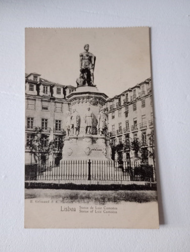Tarjeta Postal Antigua Lisboa. Statue De Luiz Camoens. Monum 0