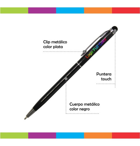 50 Bolígrafos Lapiceras Logo Full Color Alvear Punta Touch 1
