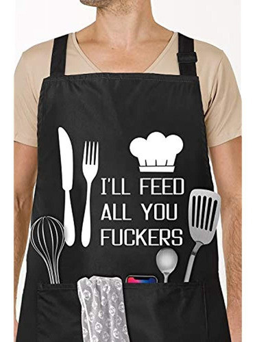 Te Alimentare A Todos: Delantal Divertido Con 2 Bolsillos, 0