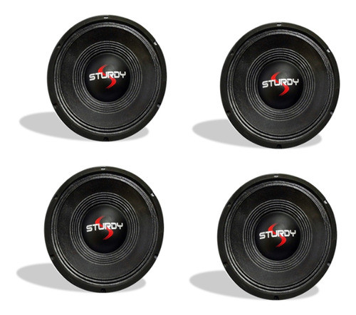 Kit 4 Alto Falantes Woofer 10 Polegadas Sturdy 100 Watts Rms 0