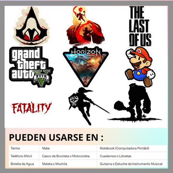 Pack 9 Stickers Video Juegos. Termo-mate-pc-consola 1 Pack 9 Stickers Video Juegos. Termo-mate-pc-consola 1