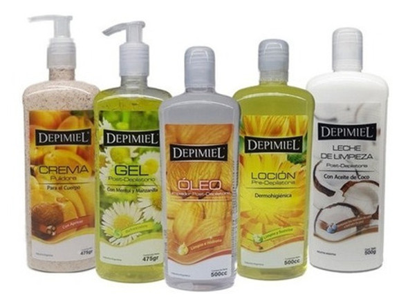 Kit Pre Post Depilacion Depimiel Crema Oleo Locion Leche X5u 0