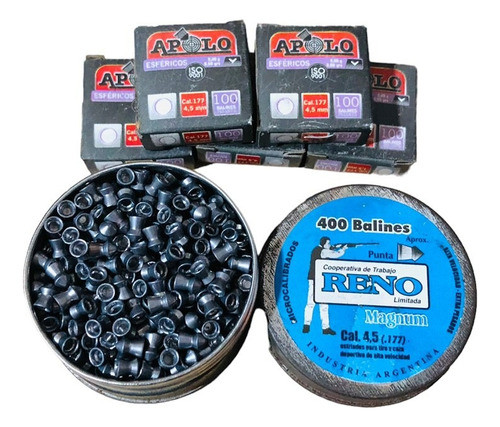 Balines Apolo Esféricos 5 Cajas Copitas Reno 4.5 Mm 2 Latas 1