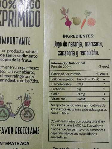 Jugo Blend Detox X 1 Lt - Pura Frutta 1