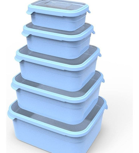 Kit 5 Recipiente Guarda Comida Pote Plástico Helsim 5l 0