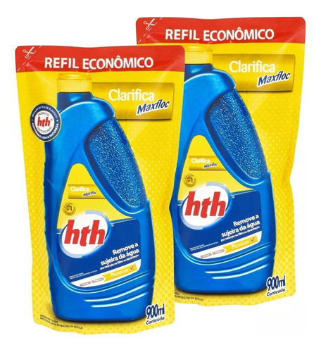 2 Refis Clarificantes Hth Maxfloc Econômico P/ Piscina 900ml 0