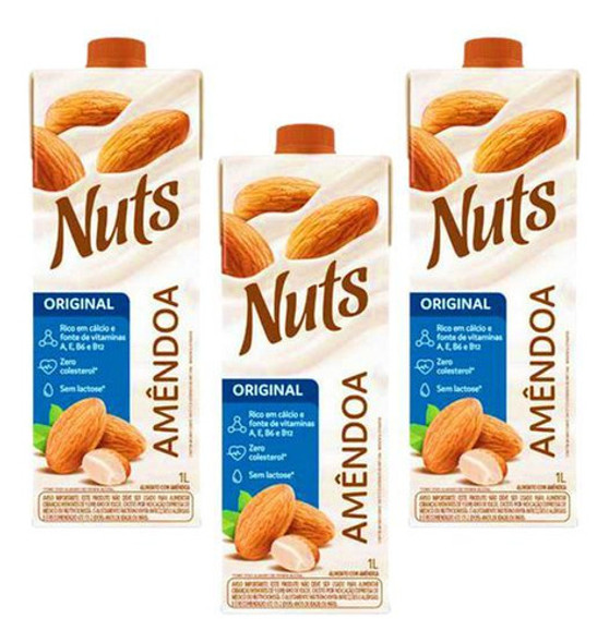 Kit Com 3 Bebidas Amendoa Nuts Original 1l 0