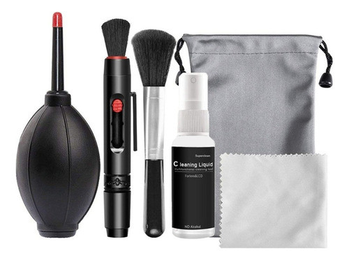 Kit Limpa Câmera Lente Fotográfica 6x1 Soprador Pano Pincel 0