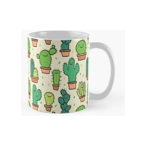 Taza Cactus Feliz Lindo Cactus Patrón Tan Fondo Calidad Prem 0