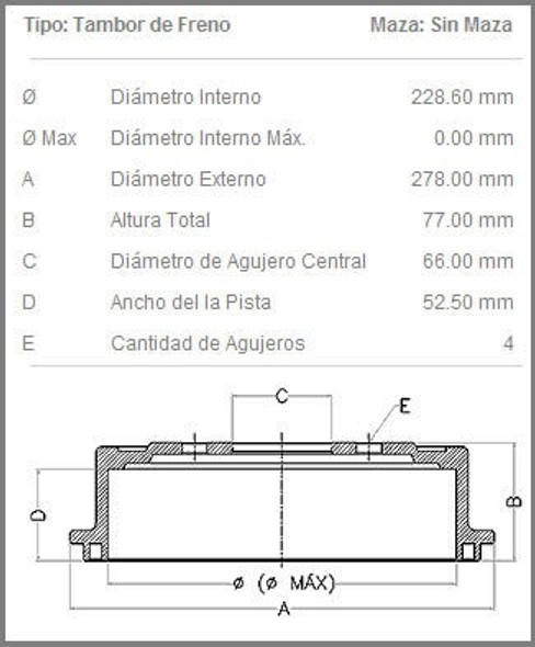 Campana De Freno Trasera  Fremax Renault Kangoo 1.9 L Diesel 1