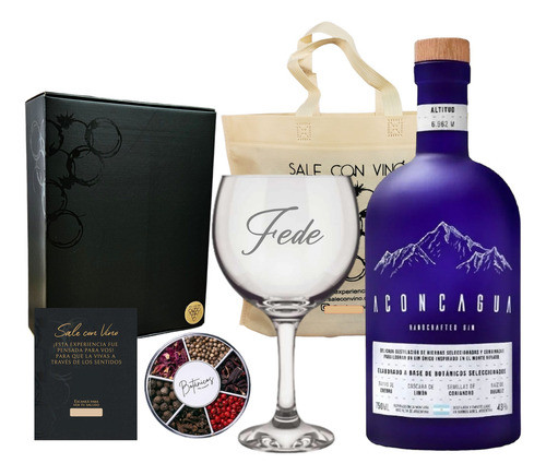 Regalo Box Gin Aconcagua Azul + 1 Copon Gin +  Kit Mixologia 0