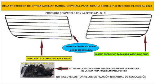 Reja Cubre Optica Auxiliar Para Scania Serie 5 2021 Al 2024 1