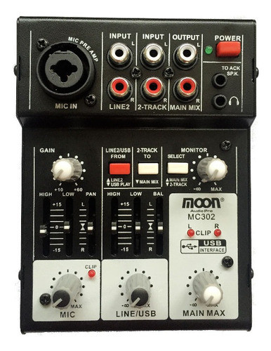 Consola Mixer Moon Mc302 Usb Portatil 3 Canales 0