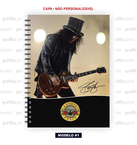 Caderno Grande Capa Dura Guns And Roses #1 200fls 10mat 1