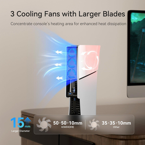 Cooler Fan Para Playstation 5 Slim Blanco Y Negro 1