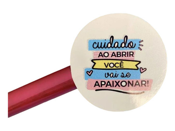 100un Etiqueta Adesiva  Cuidado  - Modelo 1 Redondo 0