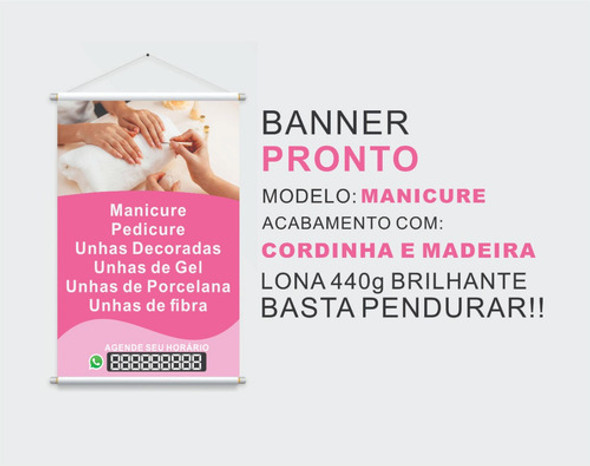 Banner Pronto Lona 440g Manicure Pedicure 40x50cm Modelo B 1