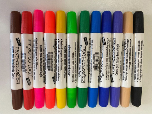 12 Caneta Magic Color Tecido Texti -ponta Dupla + Caneta Ext 0